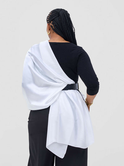 AfroDame Luxurious Silk Scarf - White - Shopzetu