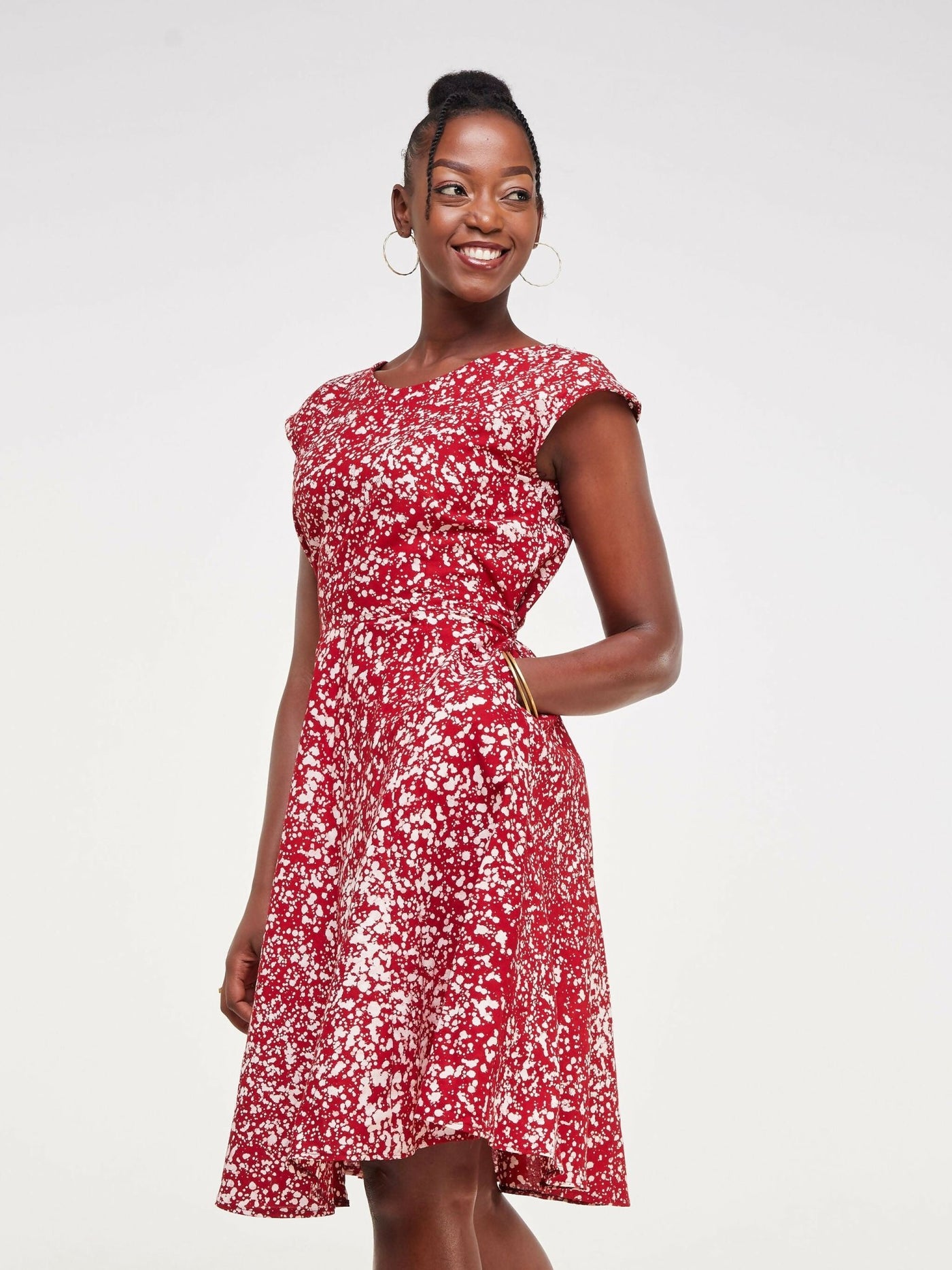 The Fashion Frenzy Raha Skater Dress - Red - Shopzetu
