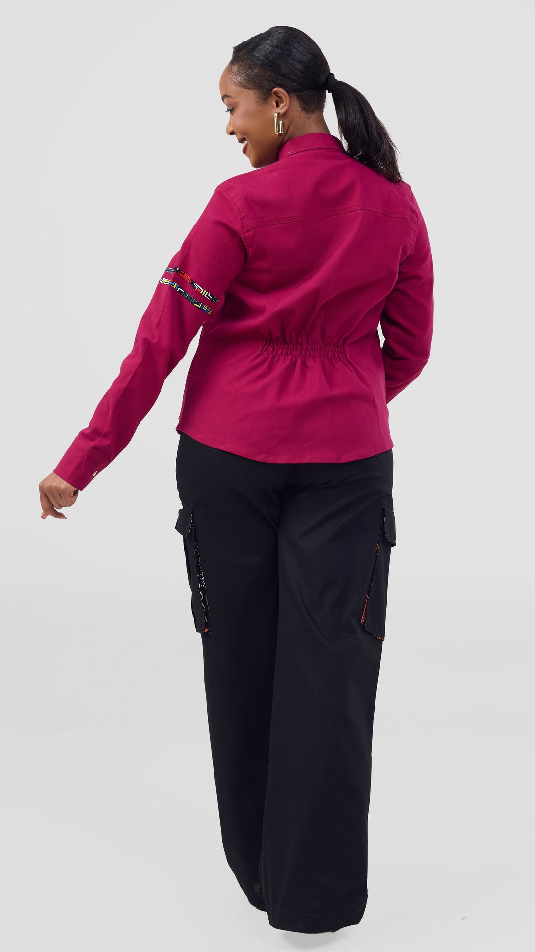 Home of Calor Ladies Shacket Top - Burgundy