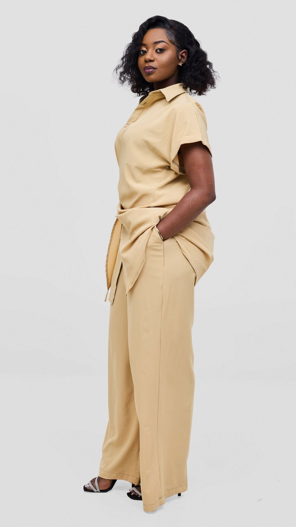 Elan CocoAfrike Panelope Two Piece Set - Beige - Shopzetu