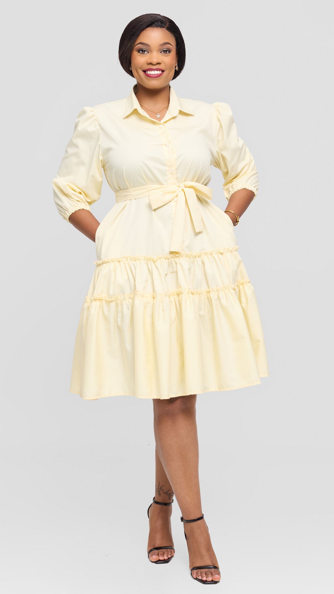 Lizola Sloane Shirt Dress - Cream Yellow