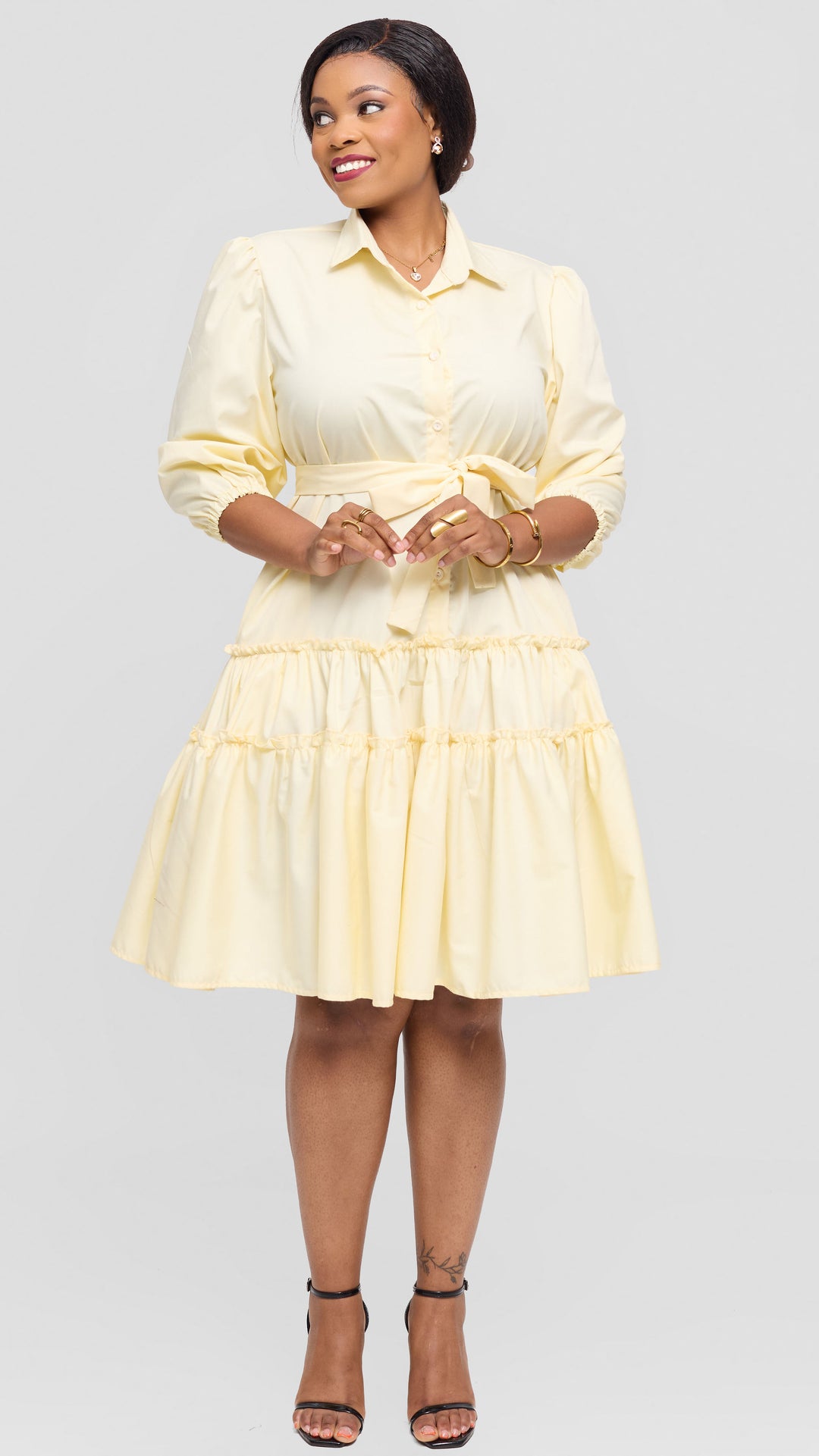 Lizola Sloane Shirt Dress - Cream Yellow