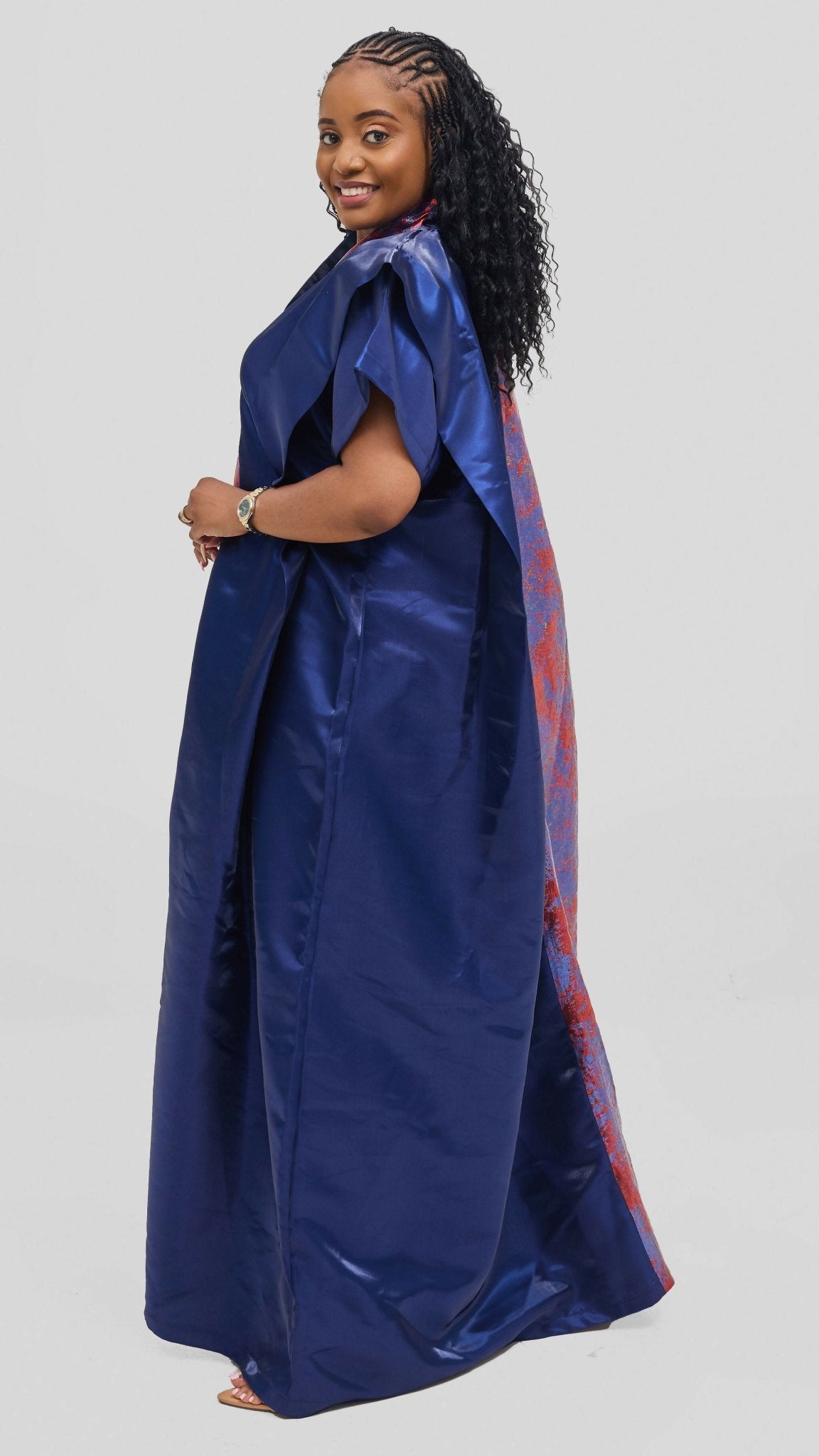Hats And More Bold Elegance Kaftan Dress - Navyblue / Red Print - Shopzetu