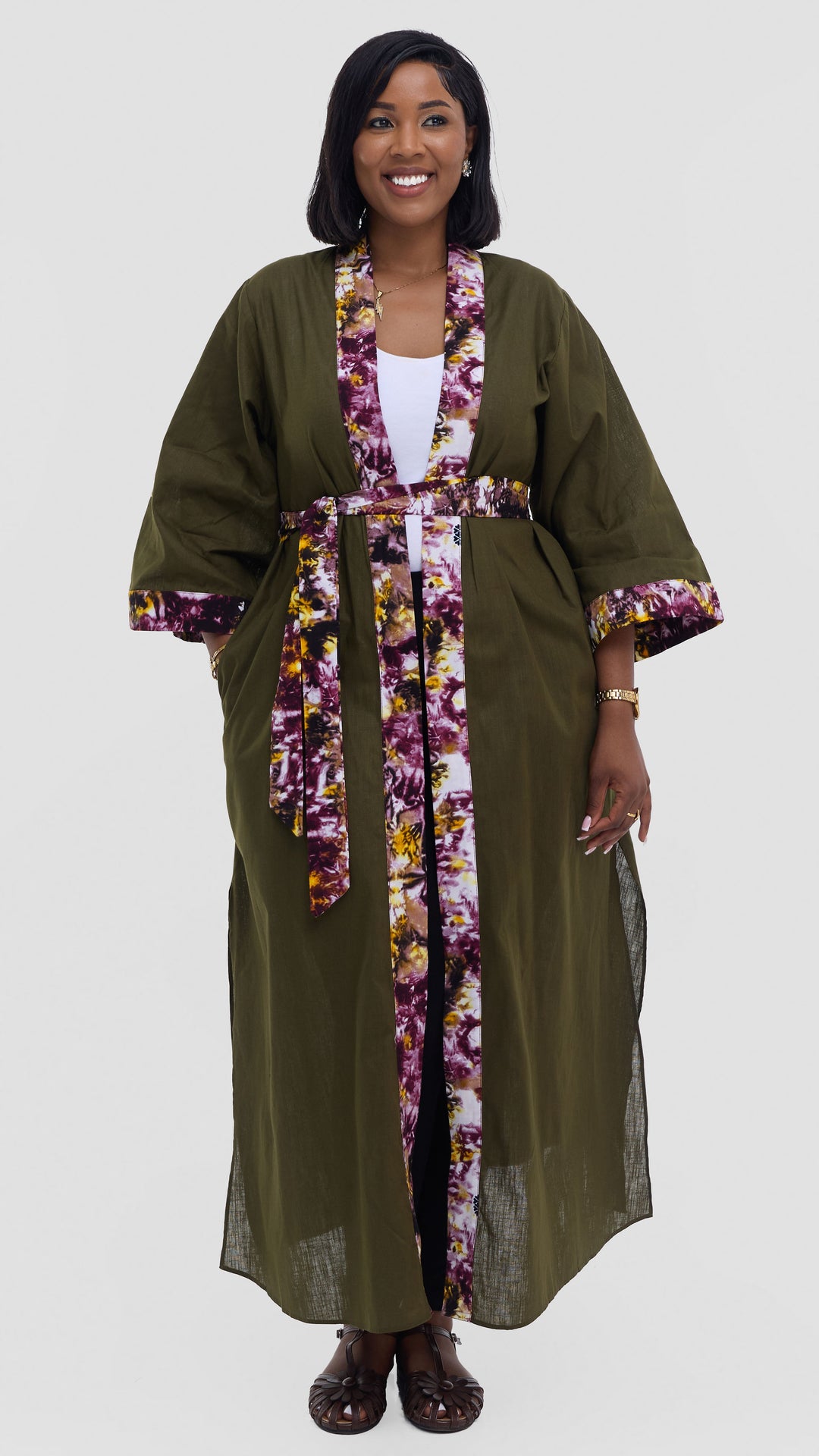Safari Tafari High Slit Kimono - Hunters / Lawi Print