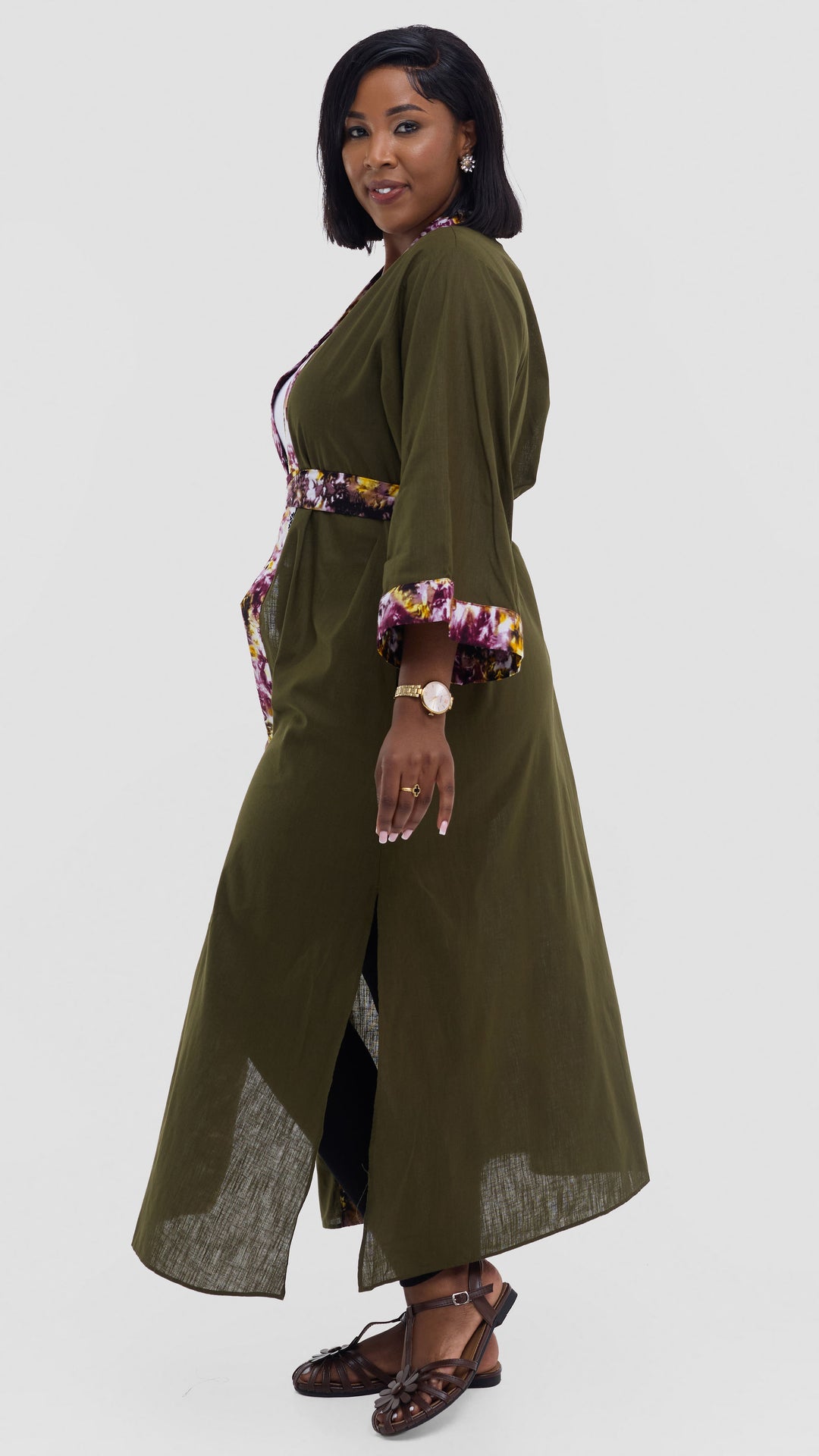 Safari Tafari High Slit Kimono - Hunters / Lawi Print