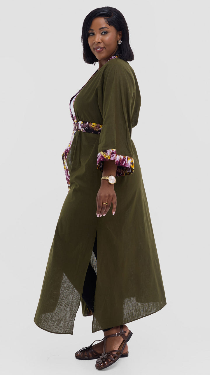 Safari Tafari High Slit Kimono - Hunters / Lawi Print