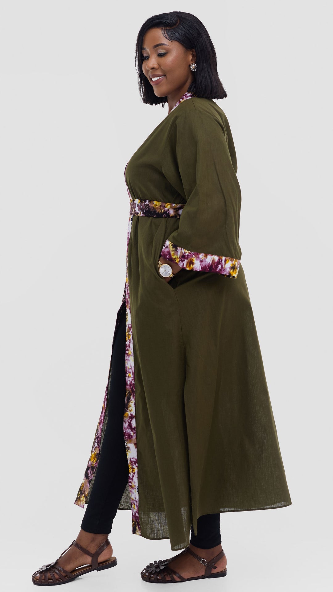Safari Tafari High Slit Kimono - Hunters / Lawi Print