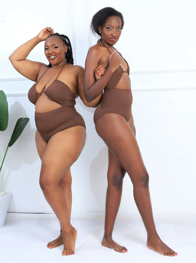 Shells Attic Swimwear Suit Monokini - Brown - Shopzetu