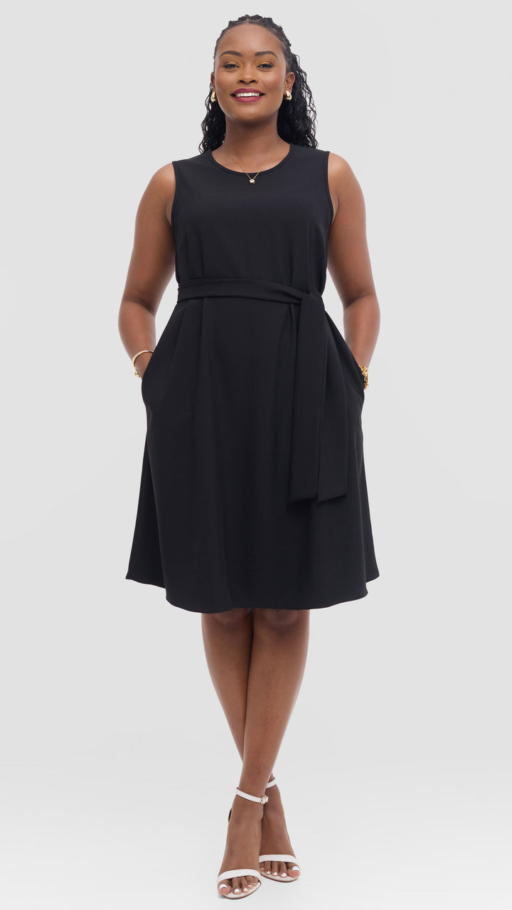 Vivo Niari Sleeveless Tent Dress in Crepe - Black