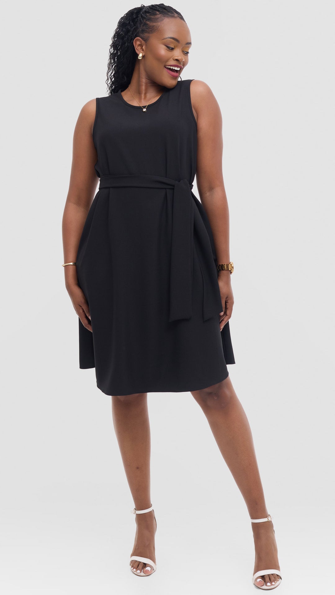 Vivo Niari Sleeveless Tent Dress in Crepe - Black