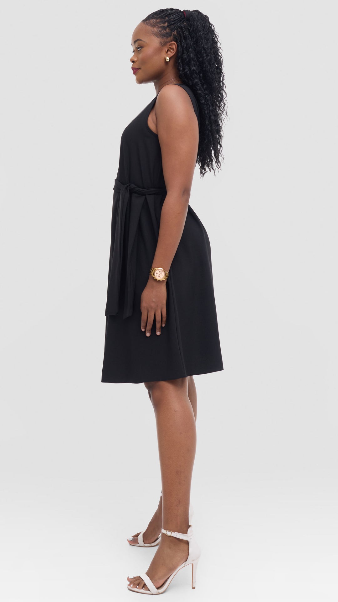 Vivo Niari Sleeveless Tent Dress in Crepe - Black
