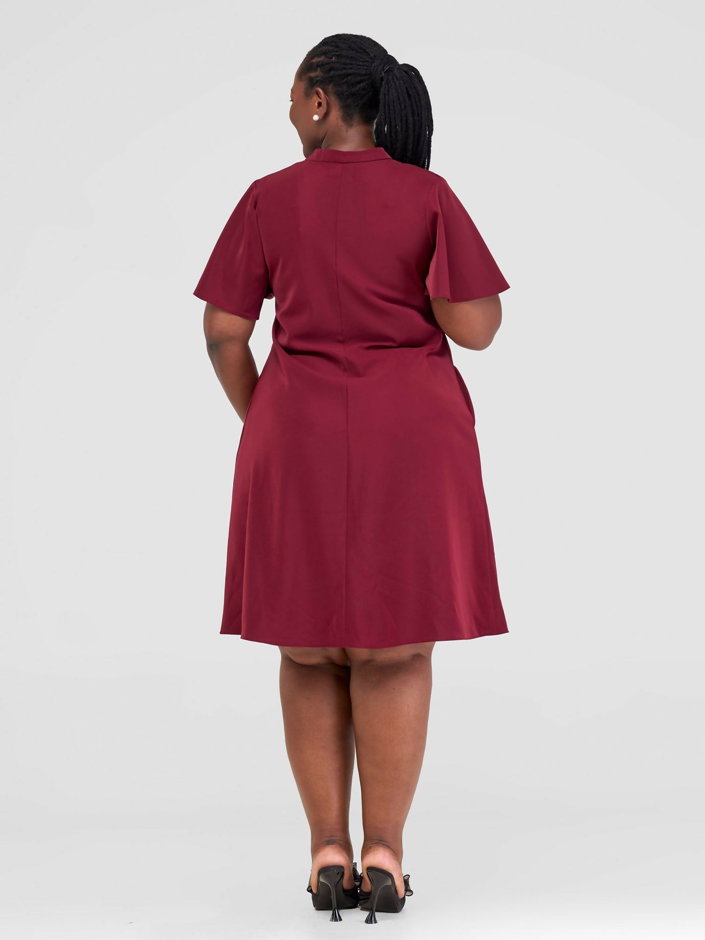 Jolly Fancy Wear Taira Shift Dress - Maroon - Shopzetu