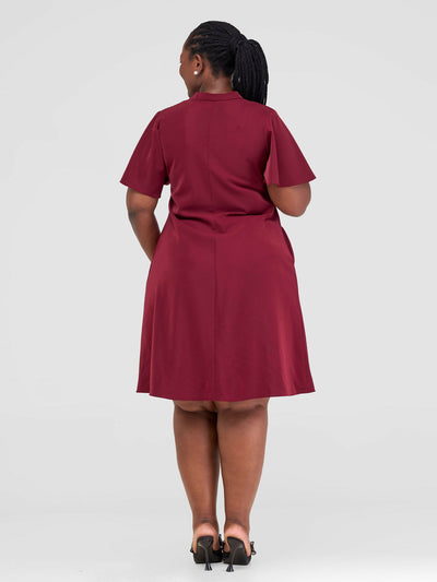 Jolly Fancy Wear Taira Shift Dress - Maroon - Shopzetu