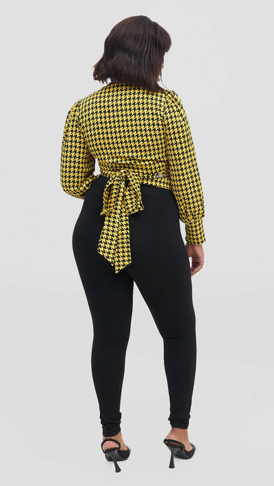 Stylish Sisters Official Smart Casual Wrap Top - Yellow / Black