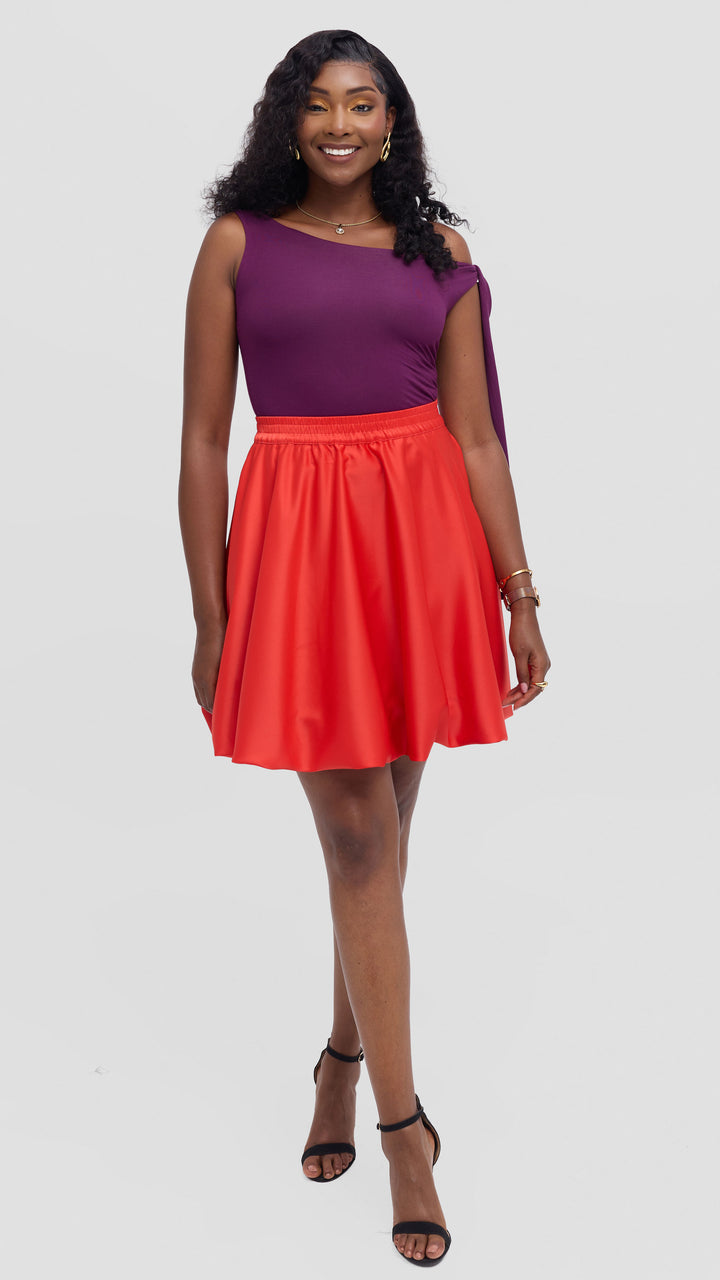 Vivo Studio Mini Bubble Skirt in Satin - Orange