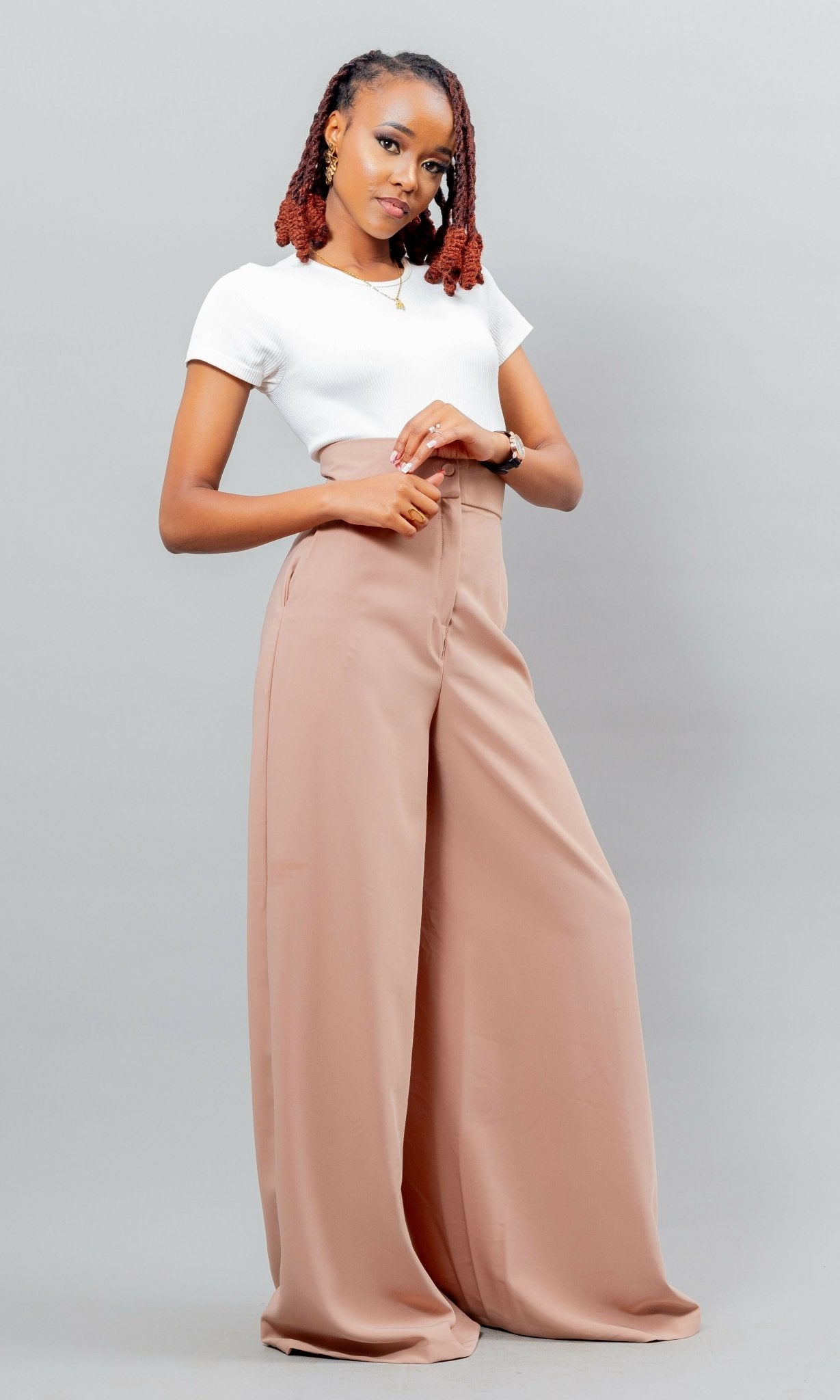 Afriwia Mrembo Wide Leg Pant - Nude - Shopzetu