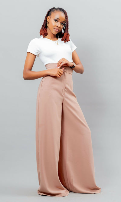 Afriwia Mrembo Wide Leg Pant - Nude - Shopzetu