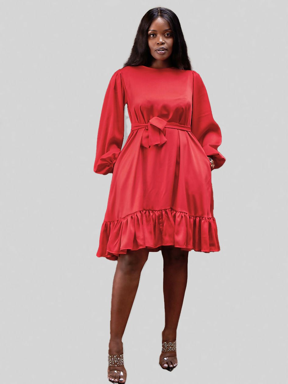 Elsie Glamour Valerie Shift Dress - Red - Shopzetu