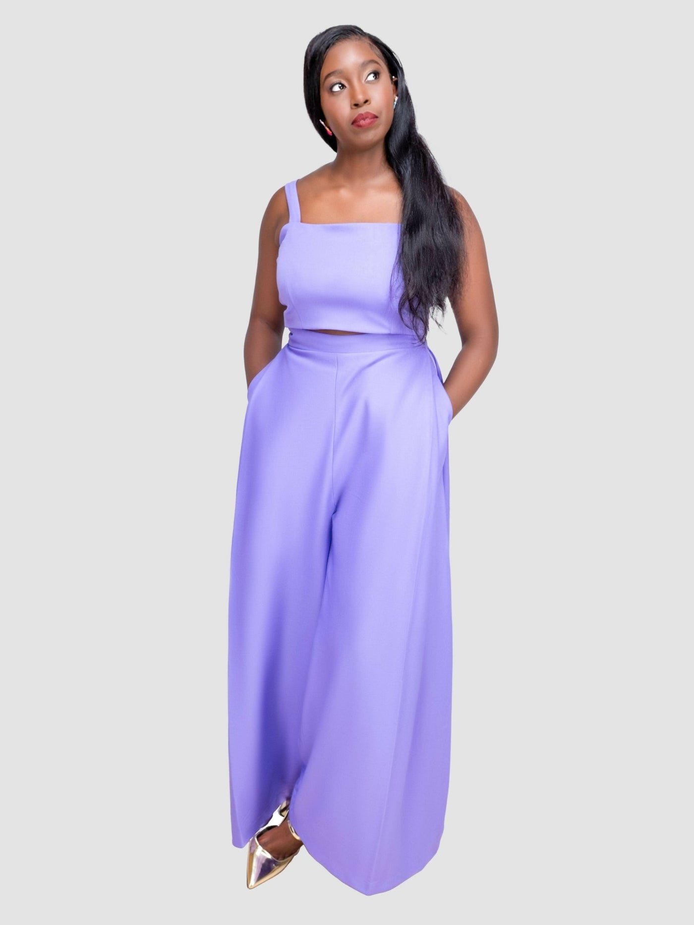 V - LUX Lavish Babe Palazzo Pant - Lilac - Shopzetu