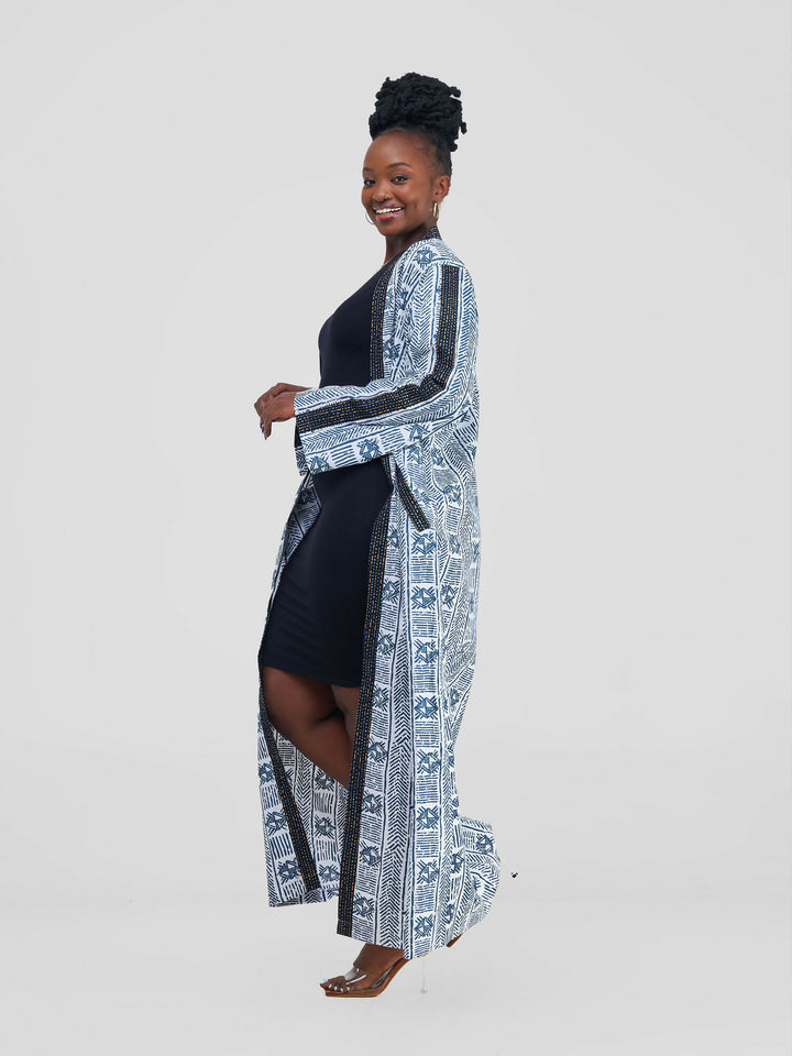 Long Savannah Spirit Kimono - Black / White
