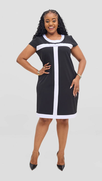 Jolly Fancy Wear Official Shift Dress - Black / White - Shopzetu