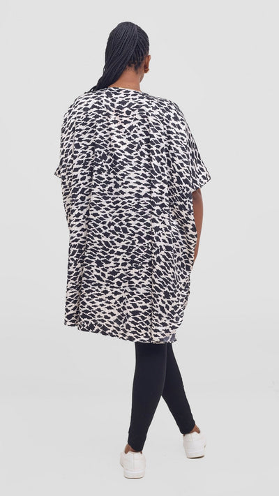 Vivo Samira Wide Kimono - Cream / Black Print - Shopzetu
