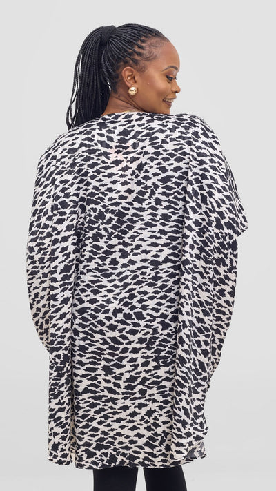 Vivo Samira Wide Kimono - Cream / Black Print - Shopzetu