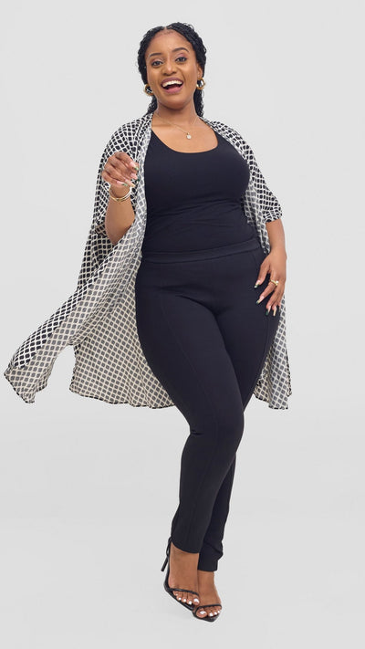 Vivo Samira Wide Kimono - Off White / Black Print - Shopzetu