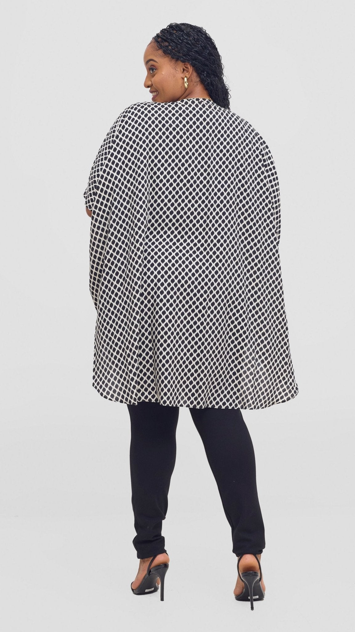 Vivo Samira Wide Kimono - Off White / Black Print - Shopzetu
