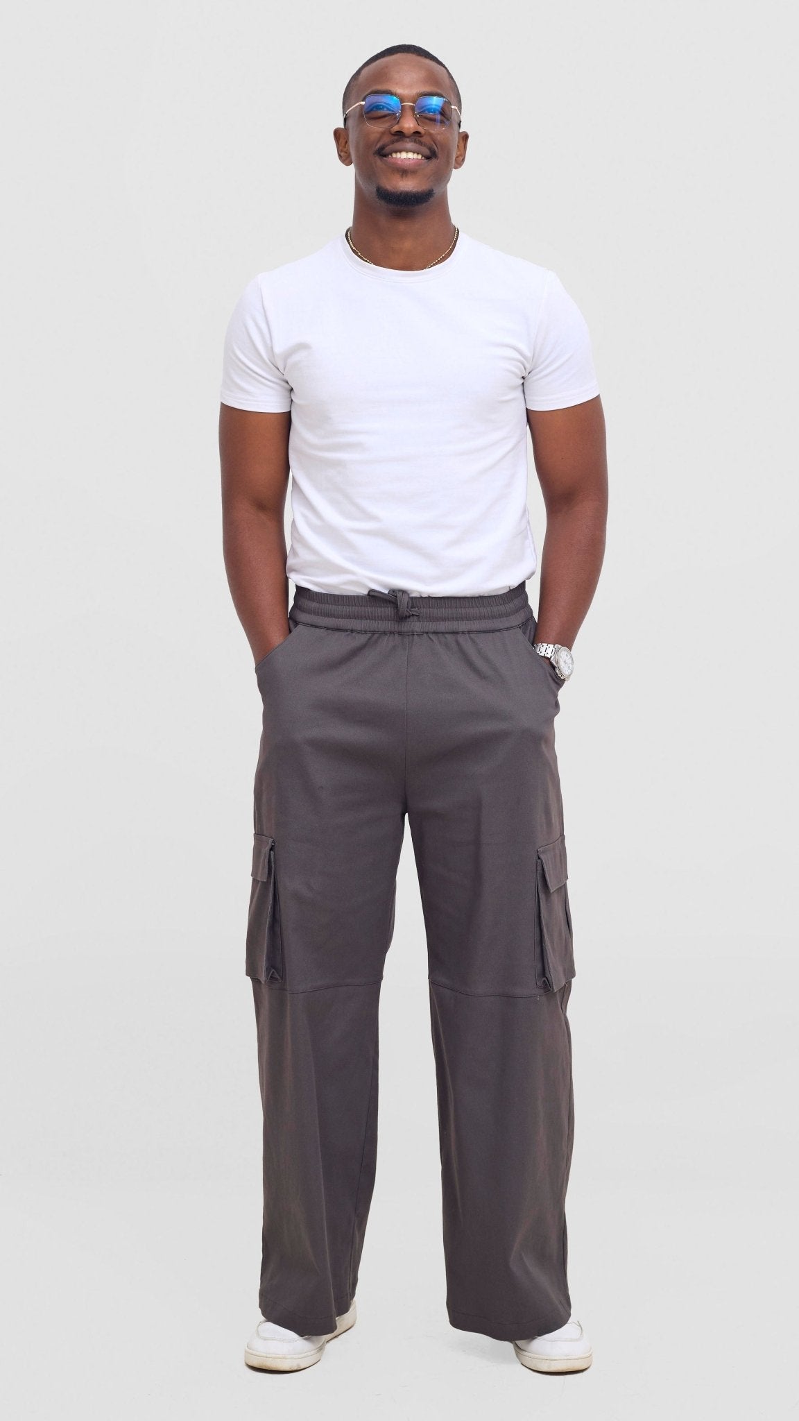 Shiv & Shikie X Safari Cargo Pants - Dark Grey - Shopzetu