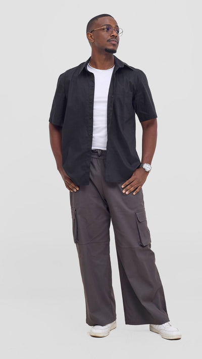 Shiv & Shikie X Safari Cargo Pants - Dark Grey - Shopzetu