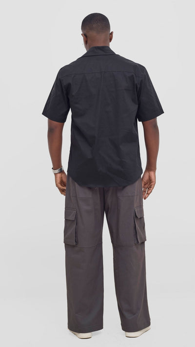 Shiv & Shikie X Safari Short Sleeve Shirt - Black - Shopzetu