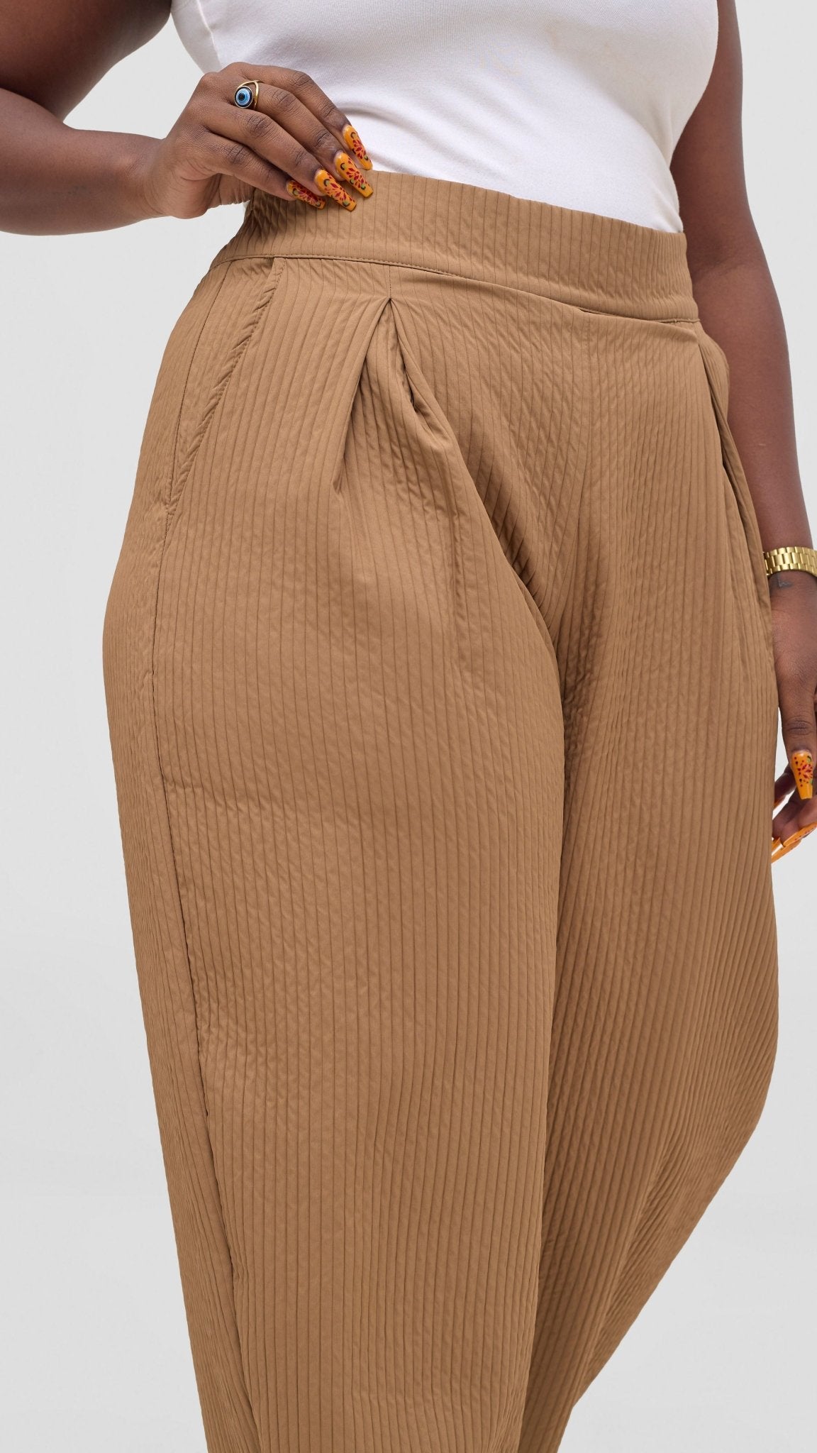 Shiv & Shikie X Safari Barrel Pants - Taupe - Shopzetu