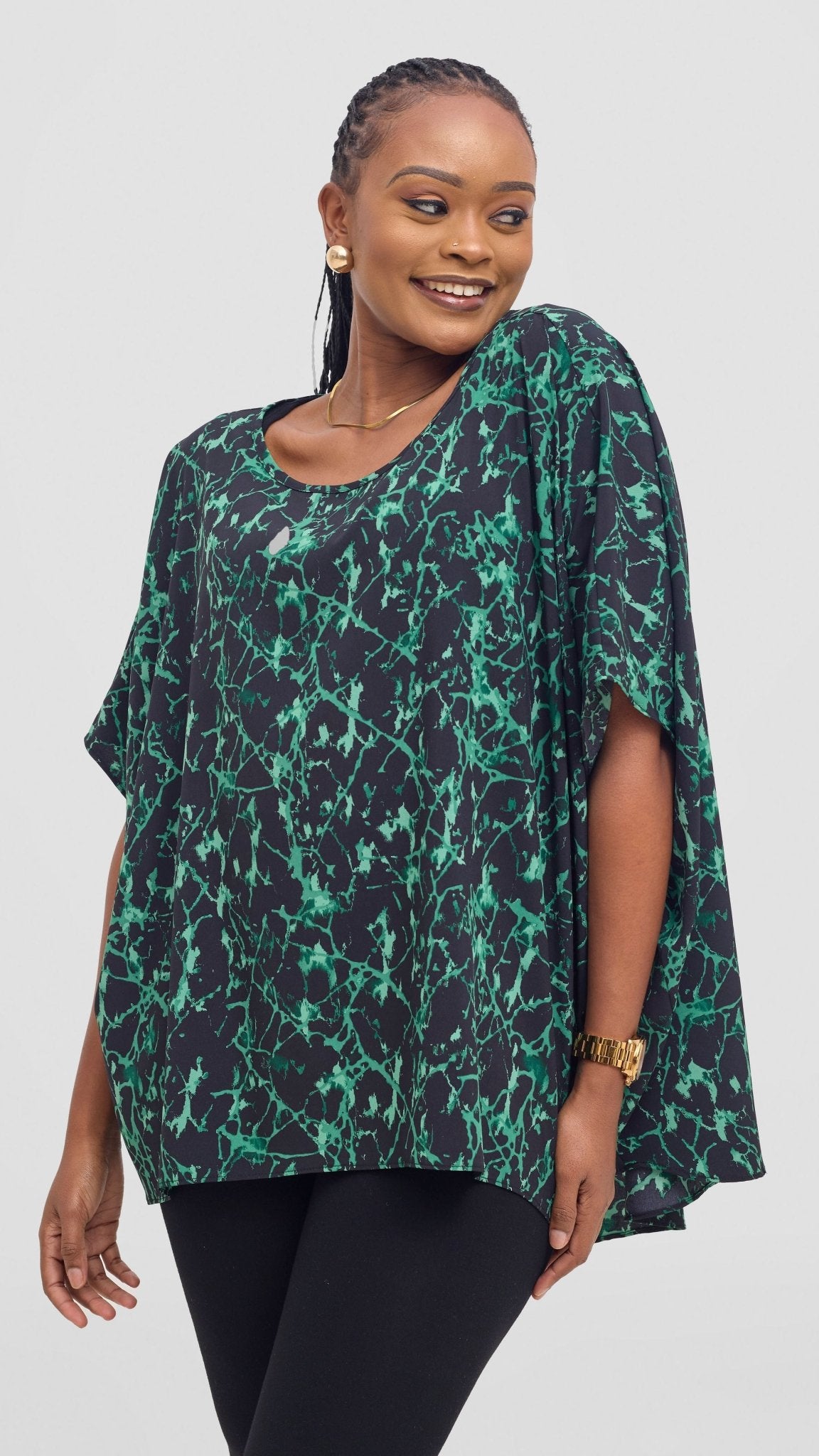Vivo Maisha Top & Pant Set - Black/ Green Print - Shopzetu