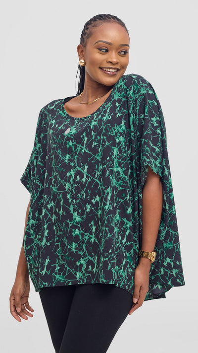 Vivo Maisha Top & Pant Set - Black/ Green Print - Shopzetu
