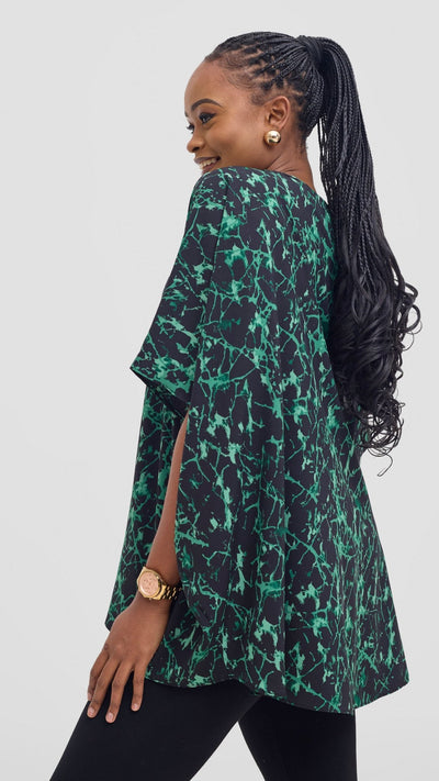 Vivo Maisha Top & Pant Set - Black/ Green Print - Shopzetu