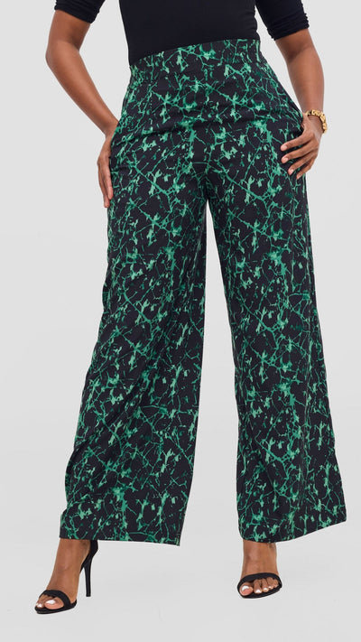 Vivo Maisha Top & Pant Set - Black/ Green Print - Shopzetu