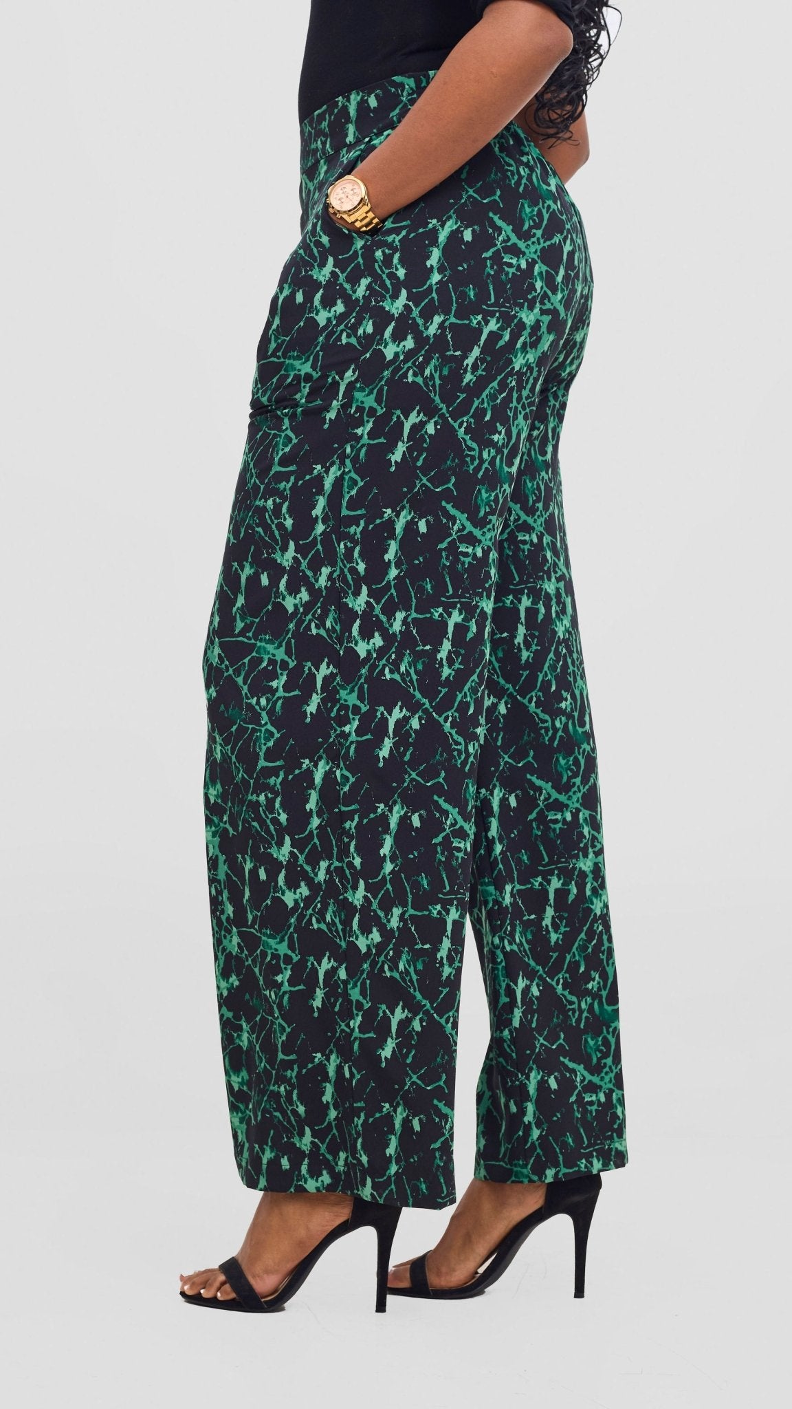 Vivo Maisha Top & Pant Set - Black/ Green Print - Shopzetu