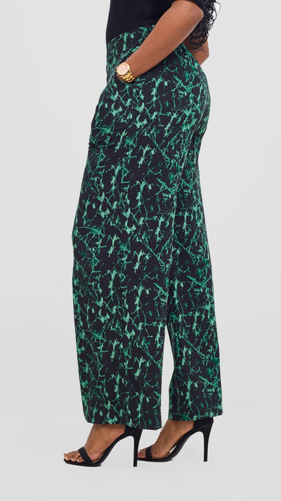 Vivo Maisha Top & Pant Set - Black/ Green Print - Shopzetu