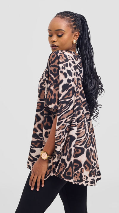 Vivo Maisha Top & Pant Set - Light Taupe / Black Print - Shopzetu