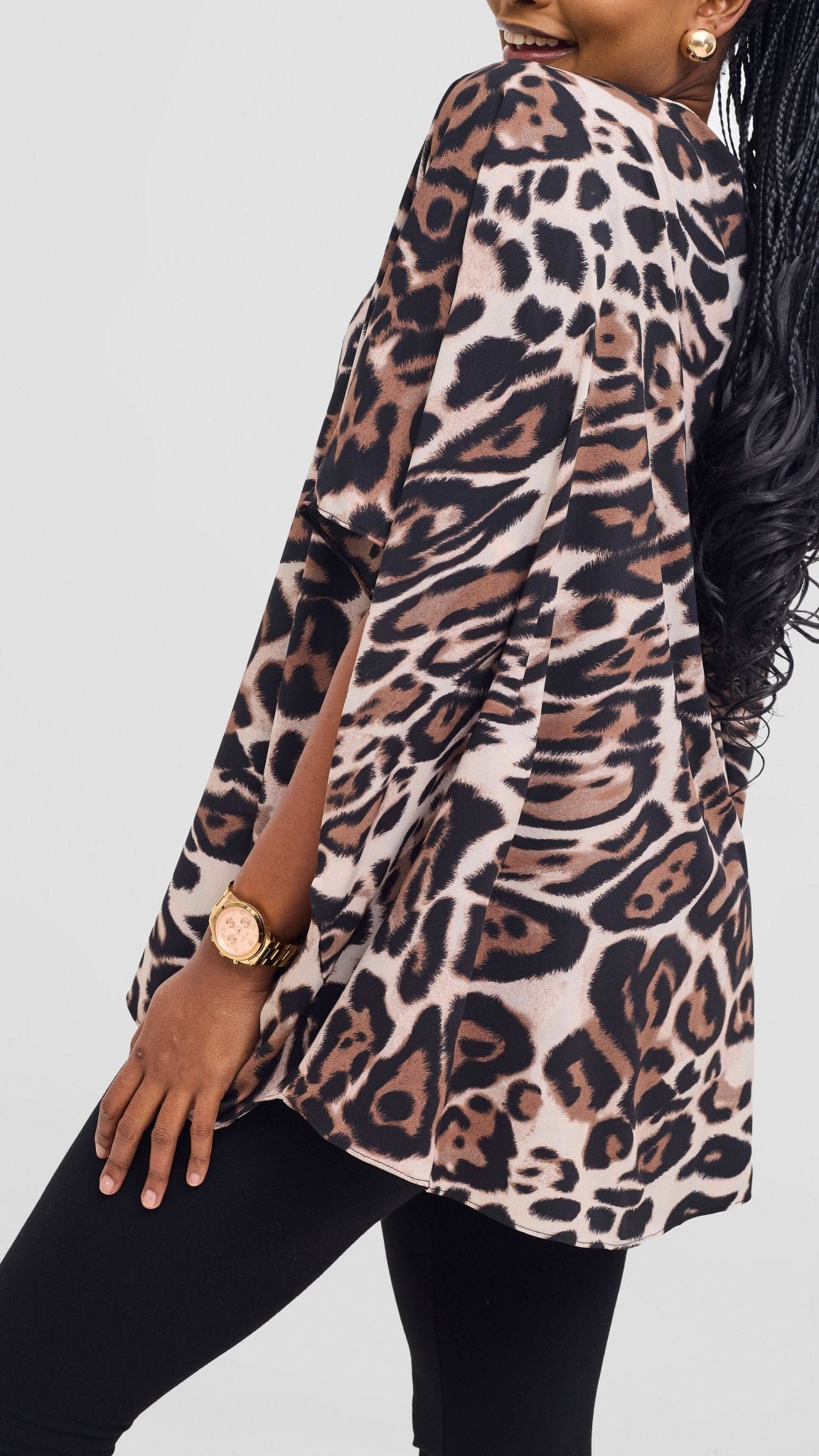 Vivo Maisha Top & Pant Set - Light Taupe / Black Print - Shopzetu