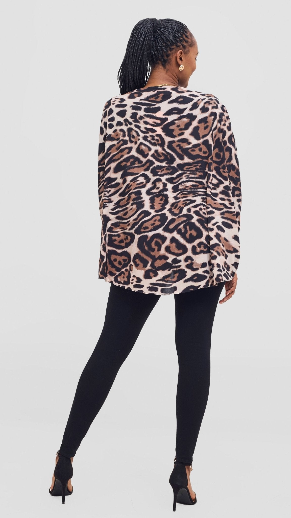 Vivo Maisha Top & Pant Set - Light Taupe / Black Print - Shopzetu