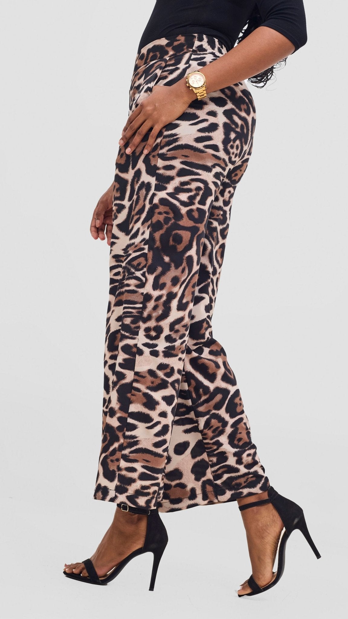 Vivo Maisha Top & Pant Set - Light Taupe / Black Print - Shopzetu