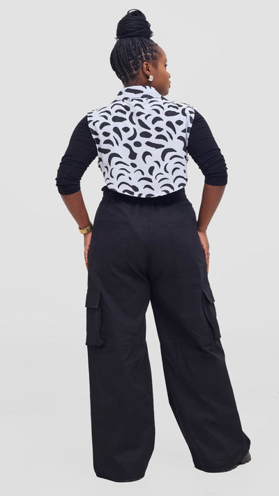 Shiv & Shikie X Safari Faux Collar Printed Shirt - Grey/Black Ezi Print - Shopzetu