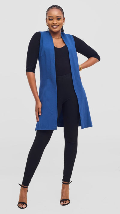 Vivo Waridi Sleeveless Overcoat - Dark Teal - Shopzetu