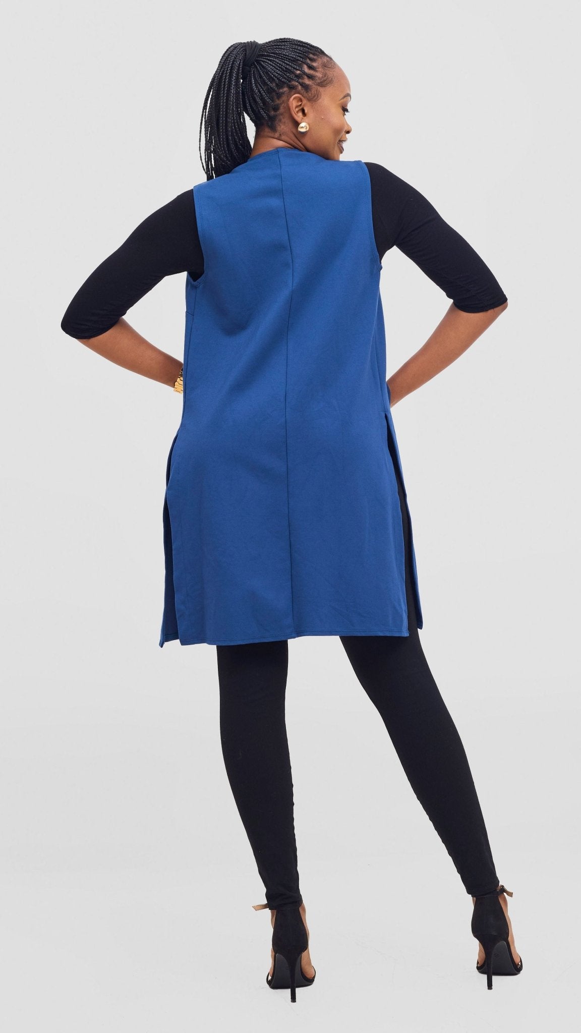 Vivo Waridi Sleeveless Overcoat - Dark Teal - Shopzetu