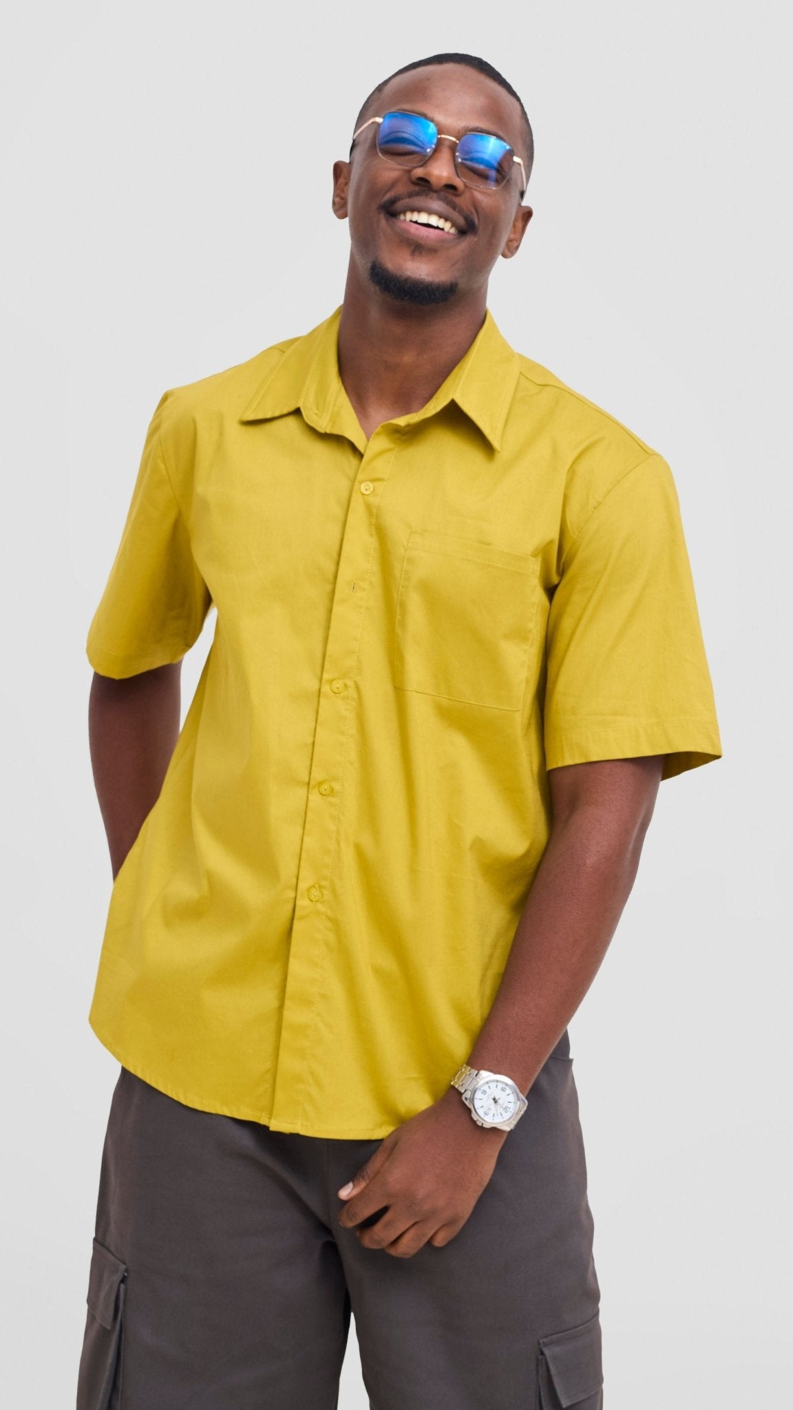 Shiv & Shikie X Safari Short Sleeve Shirt - Lime - Shopzetu