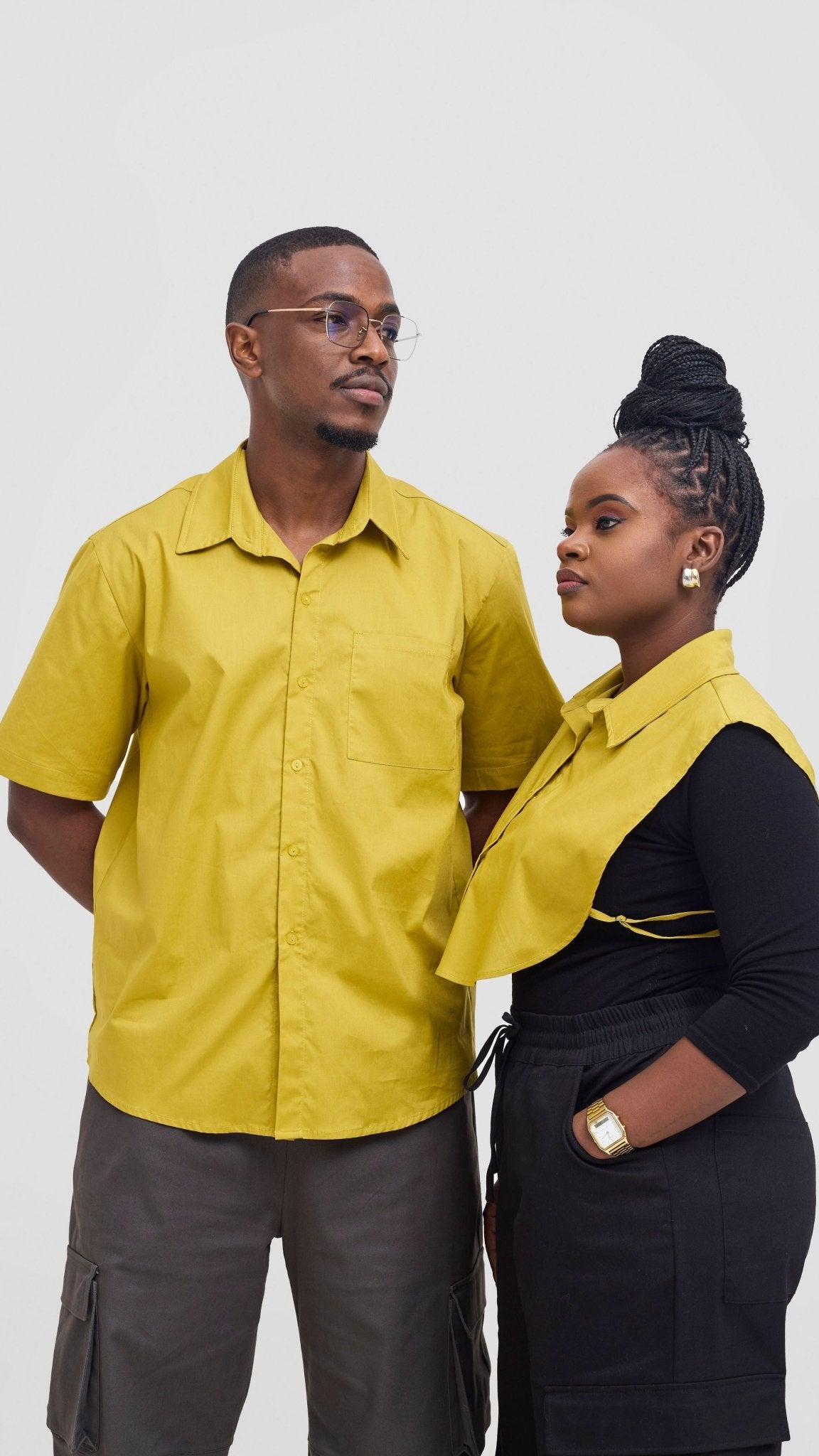 Shiv & Shikie X Safari Faux Collar Shirt - Lime - Shopzetu
