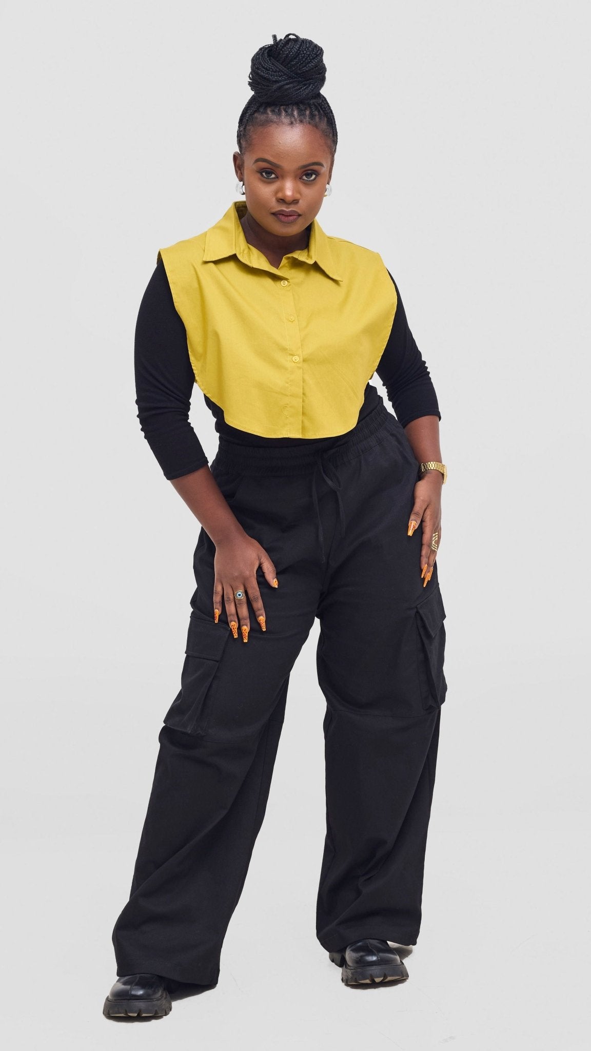 Shiv & Shikie X Safari Faux Collar Shirt - Lime - Shopzetu