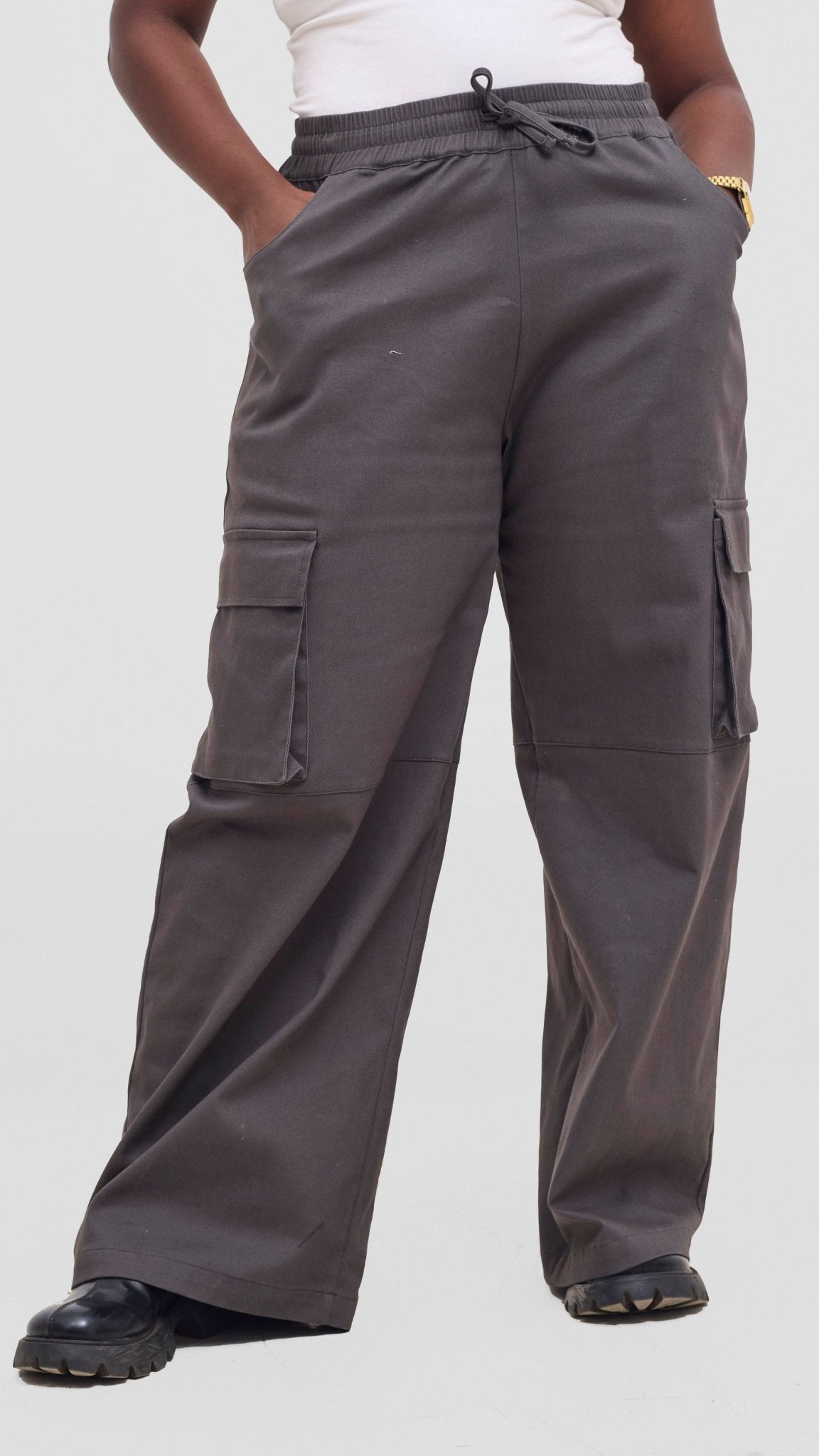 Shiv & Shikie X Safari Cargo Pants - Dark Grey - Shopzetu